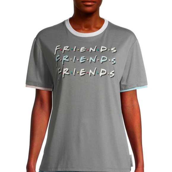 y2k new FRIENDS PJs Pajama Set Top w Pants TV show Sleepwear MEDIUM 8 10 - Picture 2 of 13